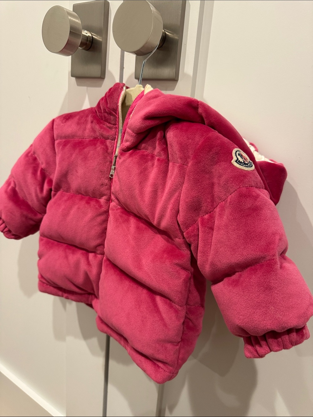 Moncler Kids Plush Hooded Puffer Jacket - Fuchsia Pink